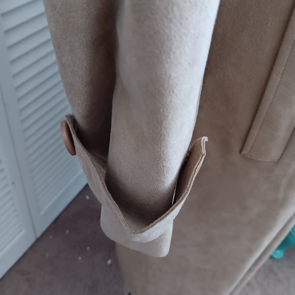 Trendy vintage micro suede trench
